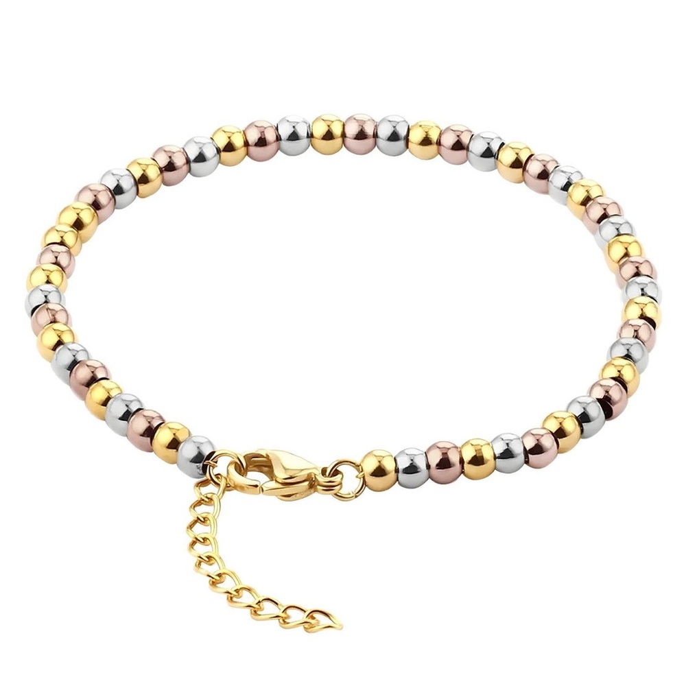 Elegant Gold, Silver, and Rose Gold Beaded Bracelet